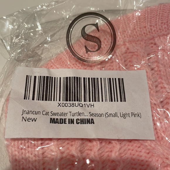 Cat Sweater Turtleneck Light Pink Size Small - Picture 5 of 6